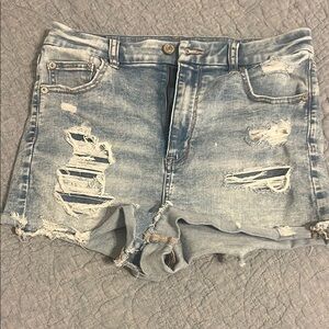 American Eagle Outfitters Blue Distressed Jean Shorts
